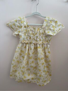 Zara kids Girls Floral Smocked Sundress - Yellow & Cream
